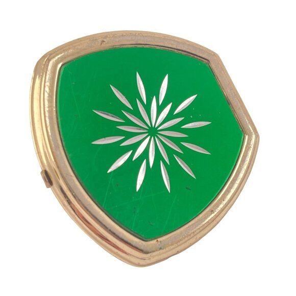 Vintage Mid Century Lipstick Holder Hinged with Mirror Starburst Pattern - Picture 2 of 5